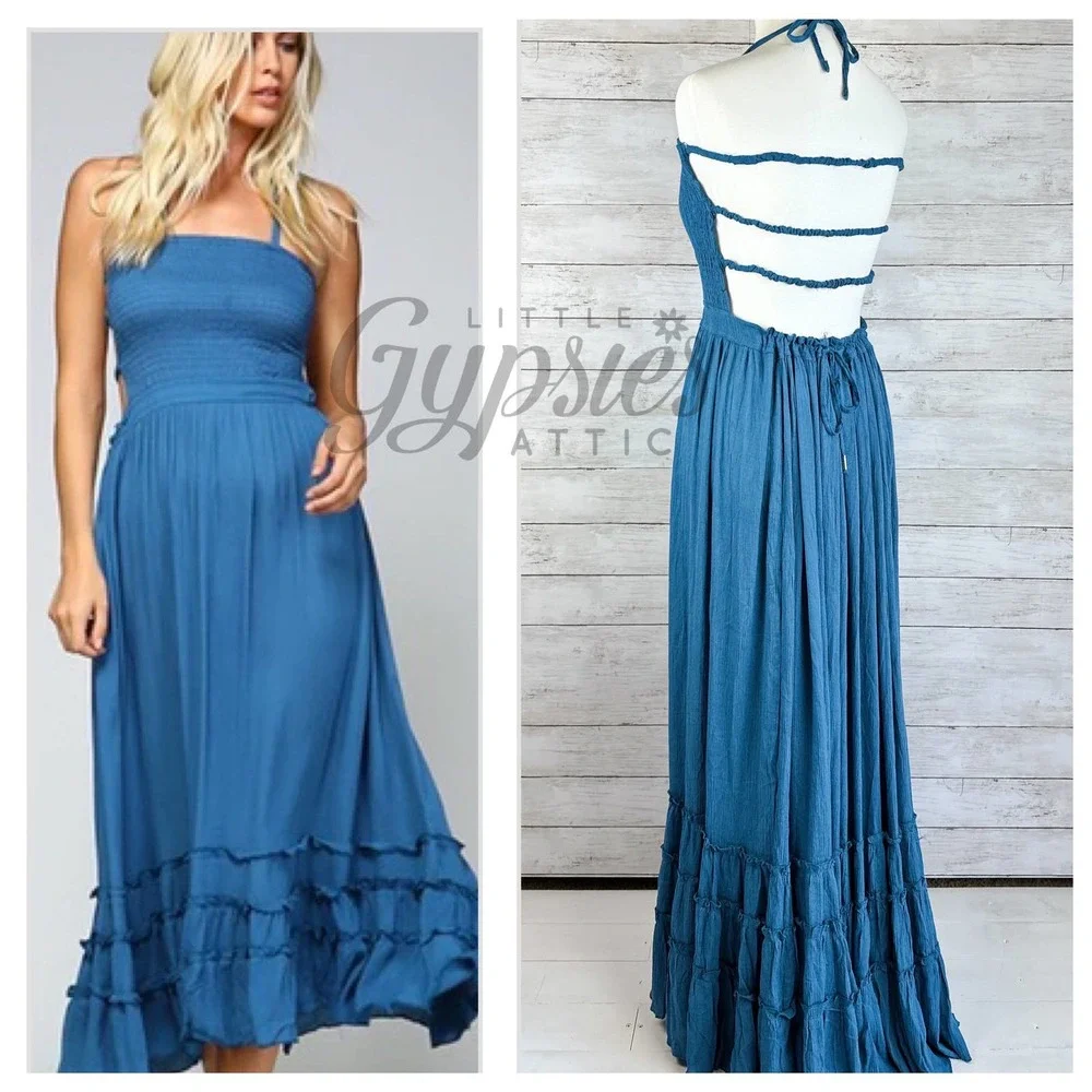 Handmade Tropical Resort Bohemian Maxi Dress - Picture 1 of 13